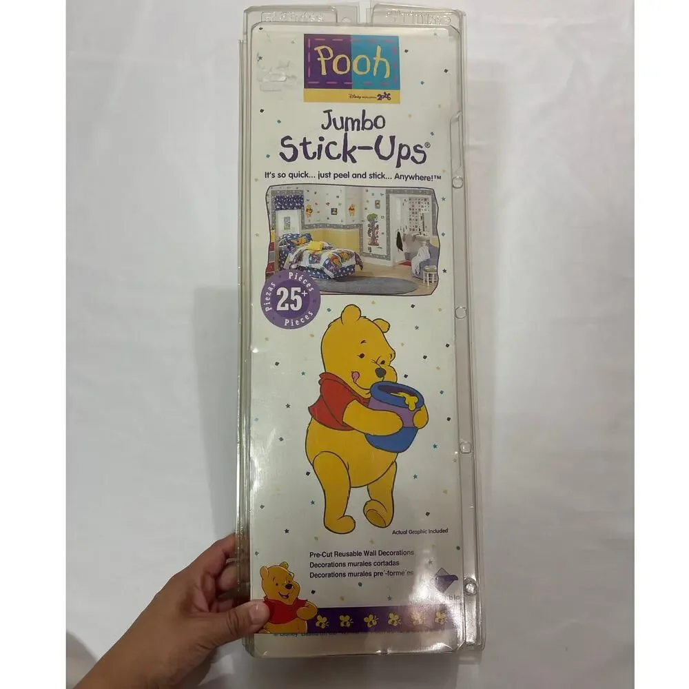 Vintage Winnie The Pooh Jumbo Stick Wall Stickers Decals New in Box 1999 Disney